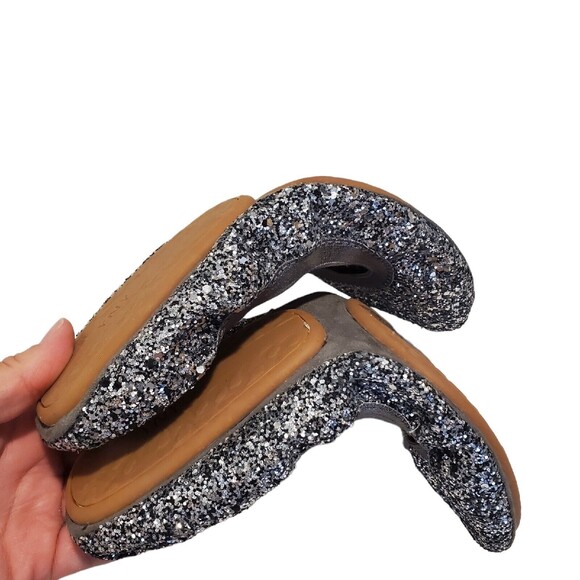 YNY Womens Flats Lexington Navy Blue Sequin Ballet Round Toe Elastic 9M - Picture 5 of 5